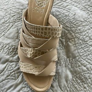 Vince Camuto cream/tan sandals size 8 1/2 never worn.  Bought at Nordstrom Rack.